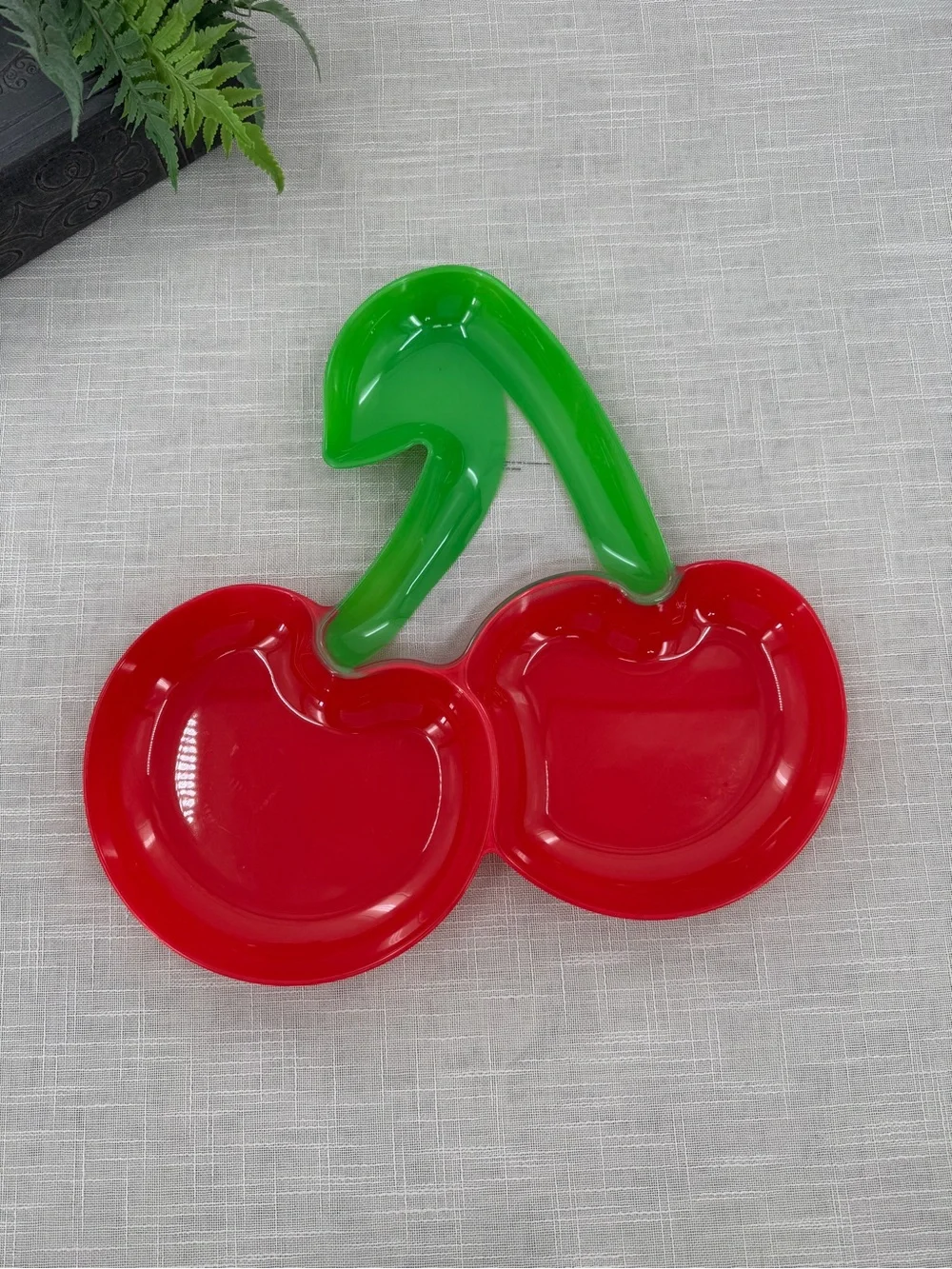 Cherry Serving Tray 🍒 Retro Kitsch Red Green Snack Dish Y2K Cottagecore